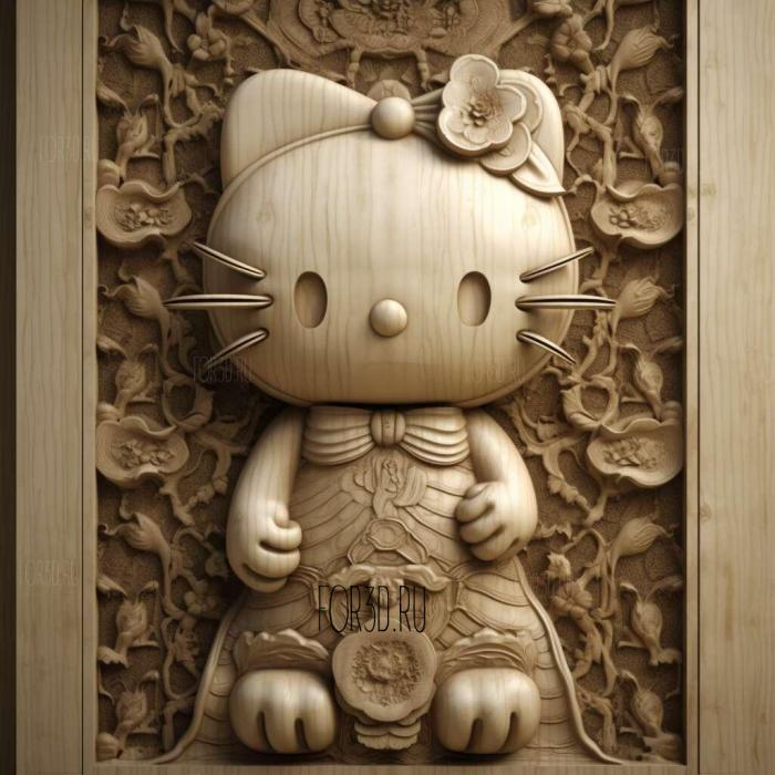 Hello Kitty 1 stl model for CNC